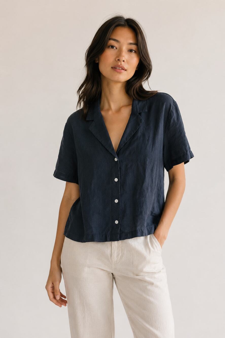 Universal Threads black linen blend button up shirt Large Beachy summer